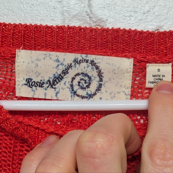 Rosie Neim Rosie Neira Anthropologie (Small) Red Knit Linen Blend Sweater NWT - Picture 5 of 8